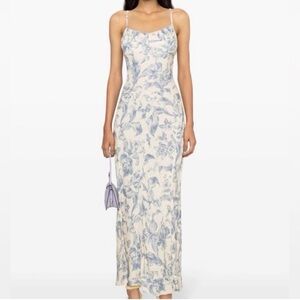 Sandro Joselle Cream and Blue Floral
Maxi Dress Women’s XL - READ DESCRIPTION !